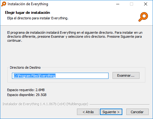 Ubicación de Instalación de Everything